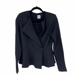 Cabi Women's Size 2 Agency Blazer Jacket Peplum Wide Lapel Stretch Black
